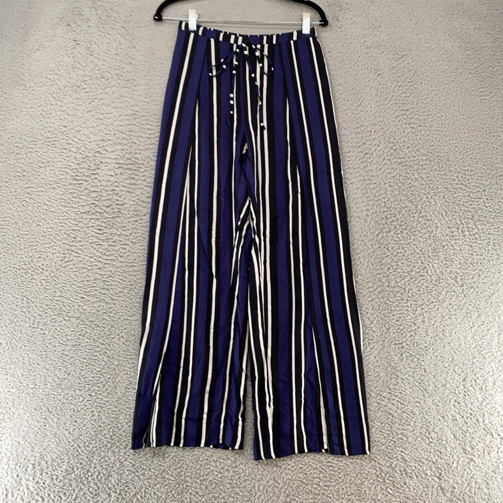 Maeve Pants Womens XS Split Wide Leg Elastic Waist Drawstring Beachy Striped